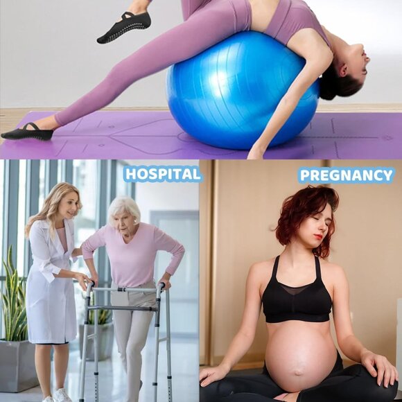 Pilates Grip Socks for Women Non Slip Skid Yoga Socks with Grips Straps for Ball - Picture 7 of 8